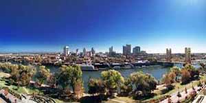 Panoramic view of the Sacramento Riverfront and skyline near Elk Grove, highlighting Northern California’s urban beauty