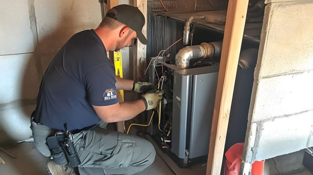Professional All Air HVAC technician performing air conditioning installation and maintenance services to ensure optimal indoor comfort and cooling performance