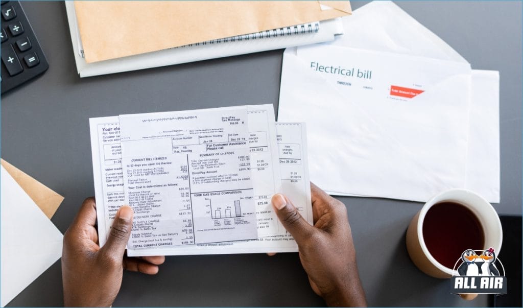 Reviewing energy bills affected by heating costs.